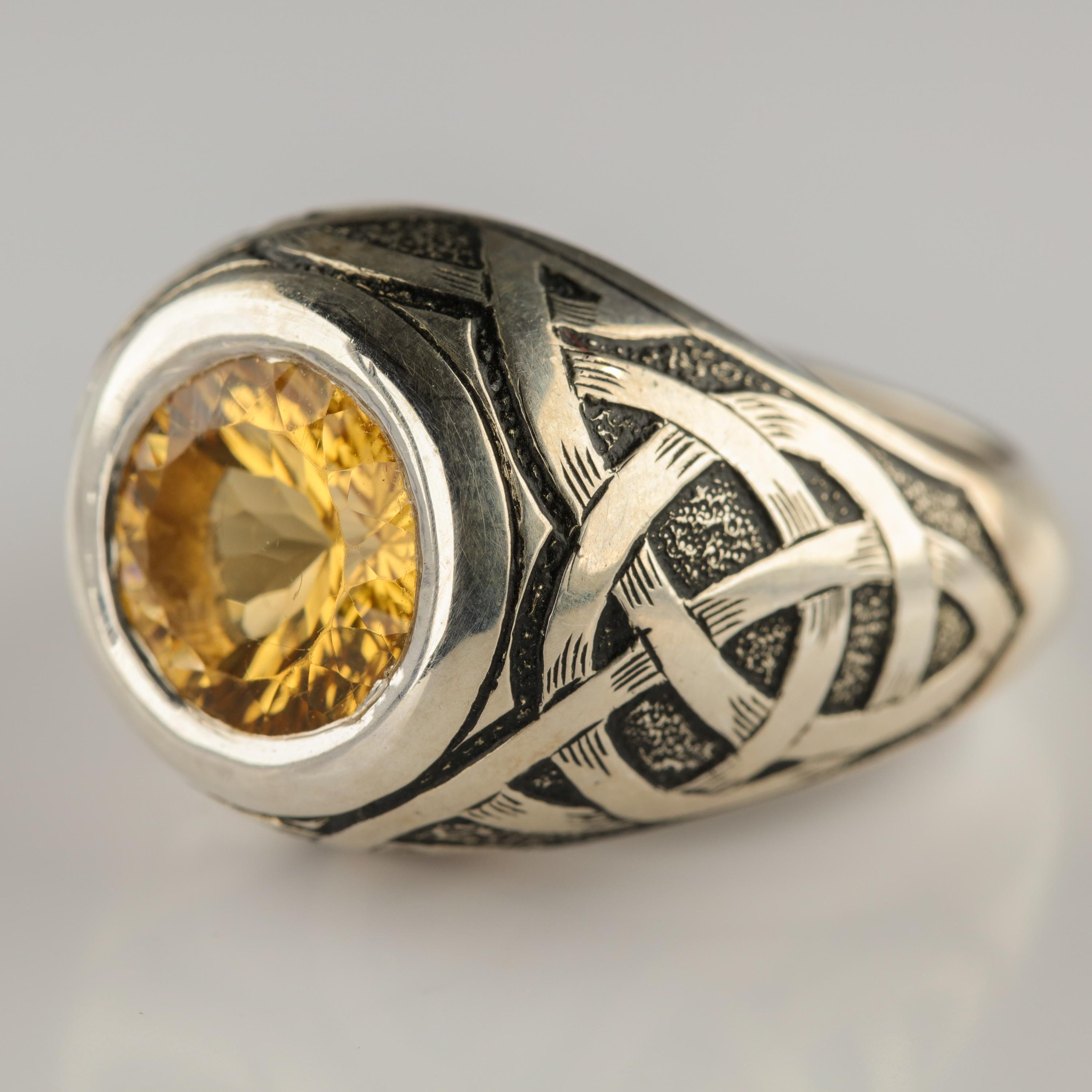 Men's Citrine Ring Size 12 In Good Condition In Southbury, CT