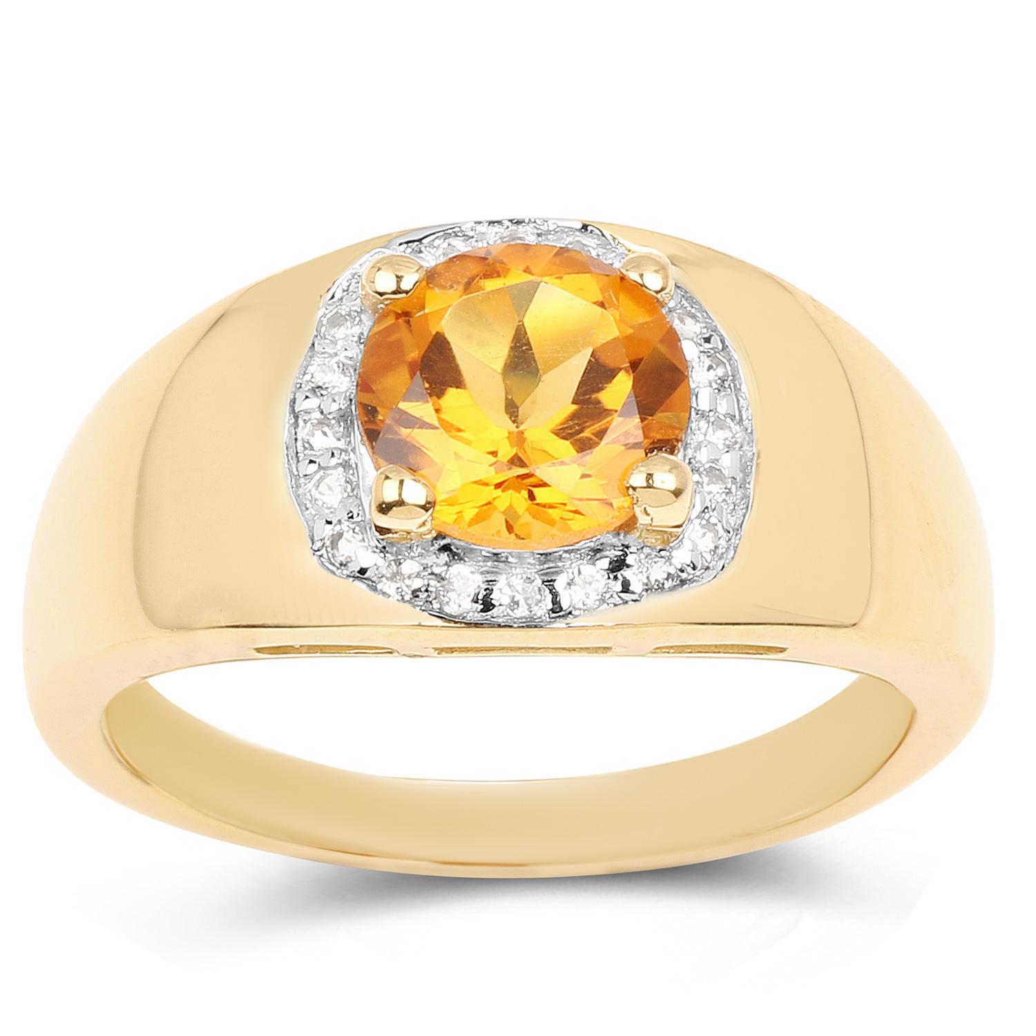 Bague Citrine Topaze blanche 1,29 carats Argent Sterling plaqué or jaune 18K Excellent état - En vente à Aliso Viejo, CA