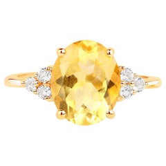 Anello Citrino Topazio Bianco 3,33 Carati Placcato in Oro Giallo 14K A. Silver