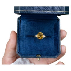 Citrine Ring White Topaz 3.33 Carats 14K Yellow Gold Plated Sterling Silver