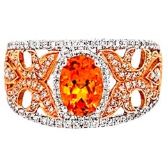 Anillo Citrino Con Diamantes 1,47 Quilates Oro 18K