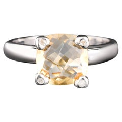 Citrine Ring With Diamonds 3.12 Carats Sterling Silver