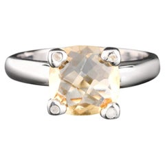Citrine Ring With Diamonds 3.12 Carats Sterling Silver
