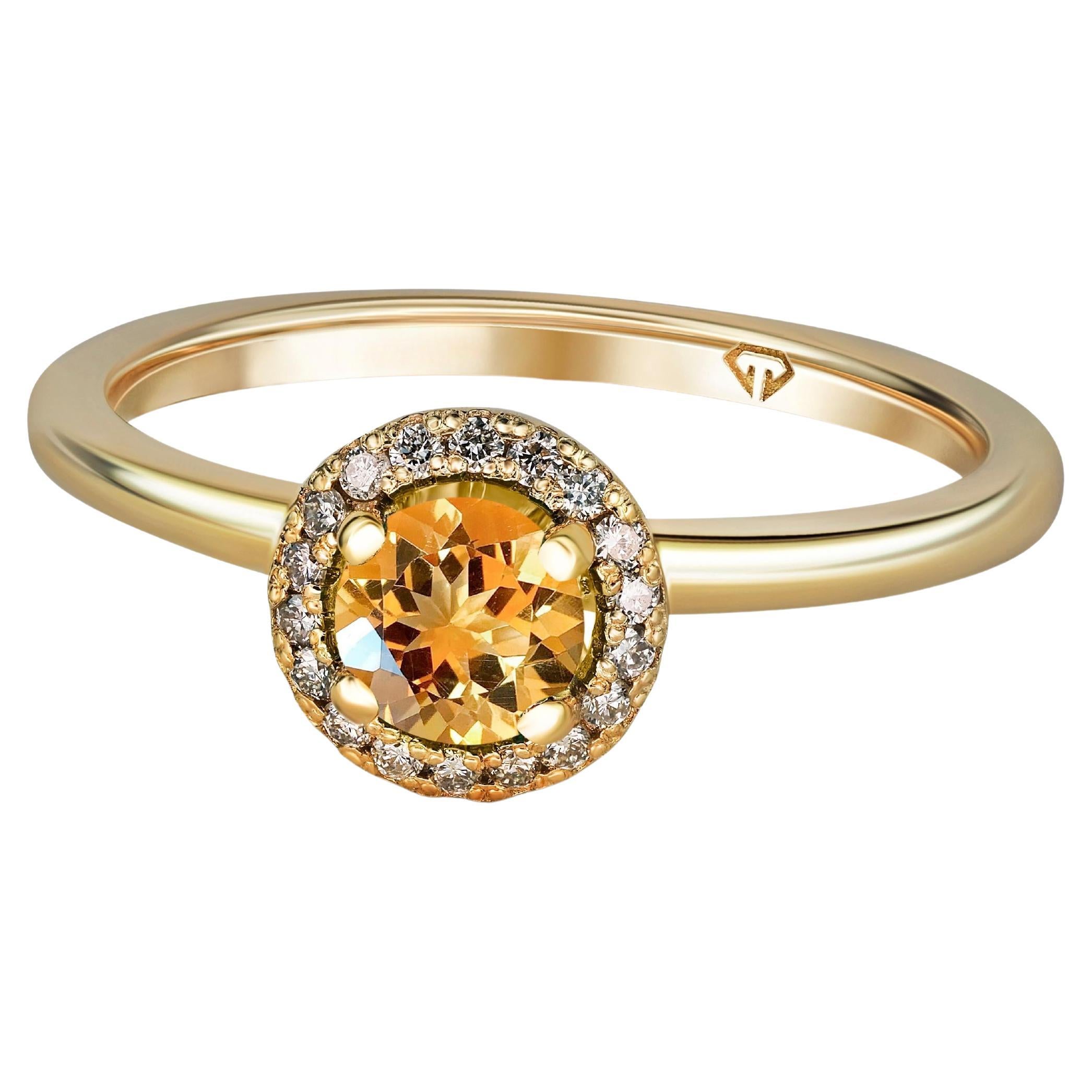 Citrine Ring with Diamonds
