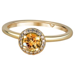 Citrine Ring with Diamonds