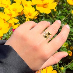 Citrine Ring With White Topaz 6.15 Carats Gold Plated Silver