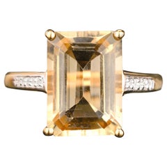 Citrine Ring With White Topaz 6.15 Carats Gold Plated Silver