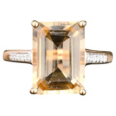 Citrine Ring With White Topaz 6.15 Carats Gold Plated Silver