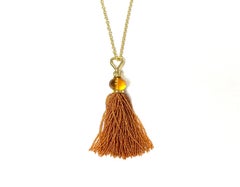Citrine Round Beads with Mandarin Garnet Round Beads Tassel Necklace