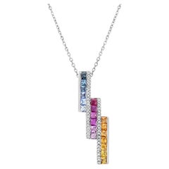 Citrine, Ruby, Aquamarine, Sapphire Diamond Pendant