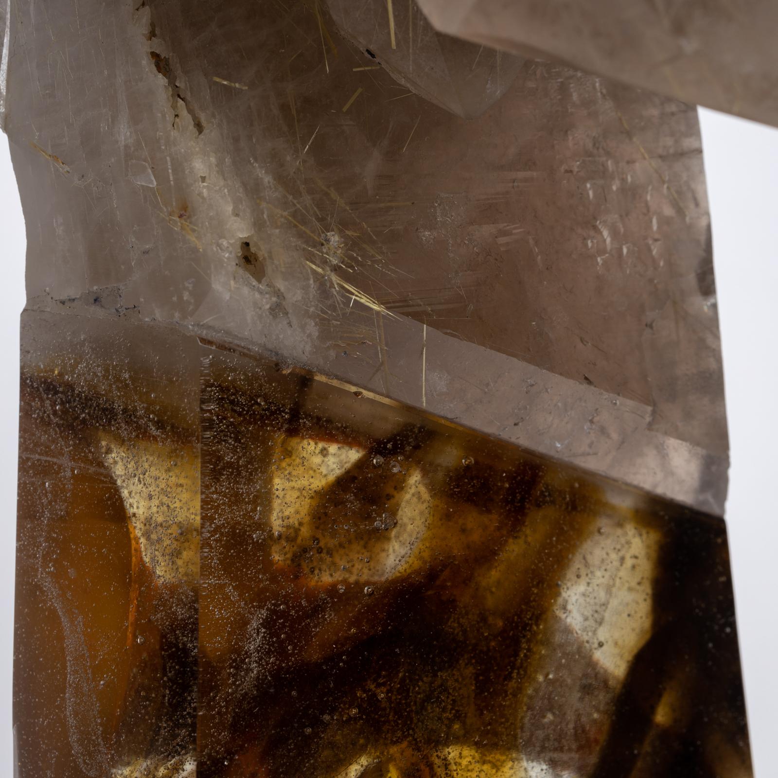 Citrine Rutilated Quartz and Glass Sculpture on Acrylic Base For Sale 4