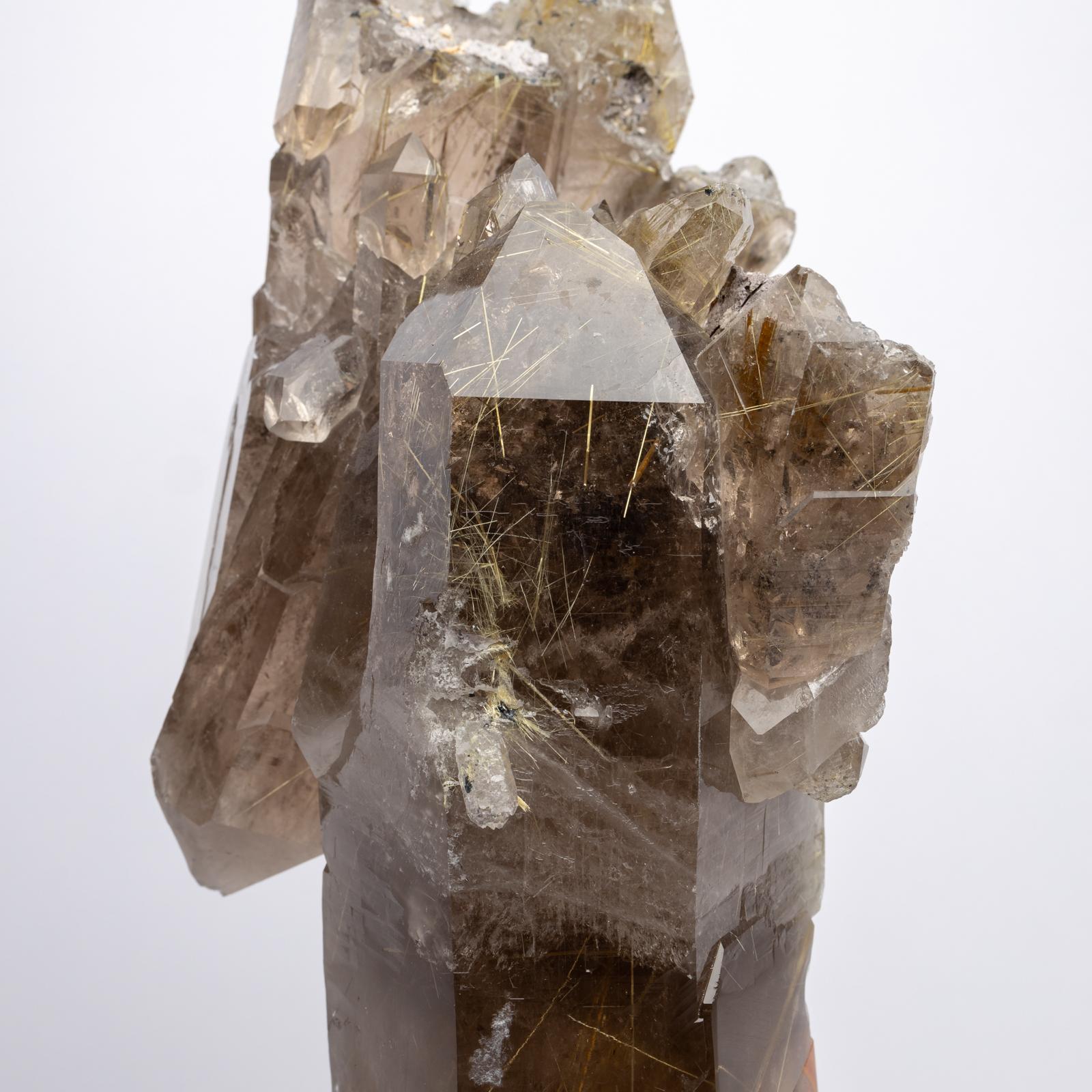 Scultura in vetro e quarzo rutilato citrino su base acrilica in vendita 5