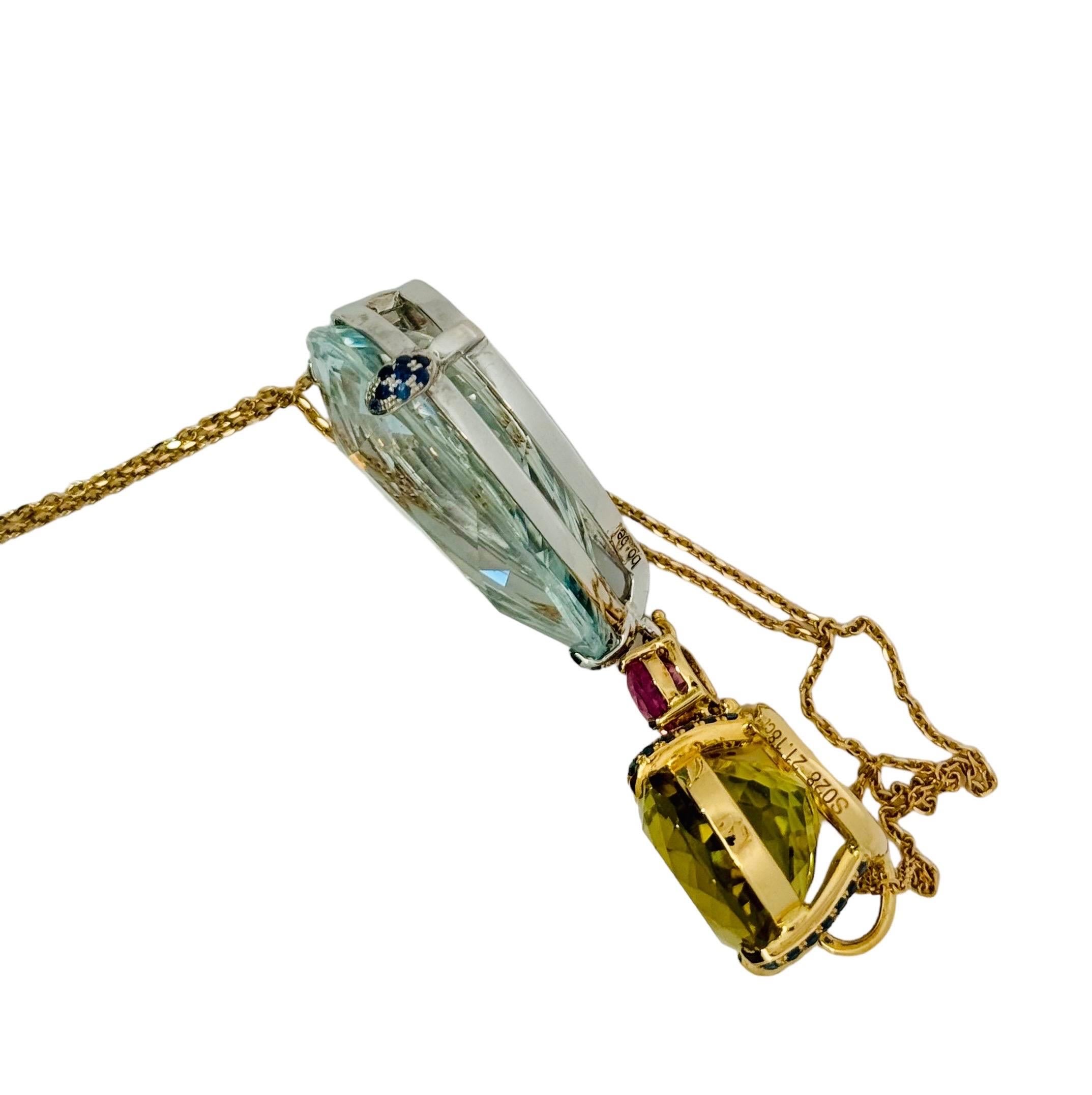 Citrine, Sapphire and Aquamarine Pendant For Sale 6