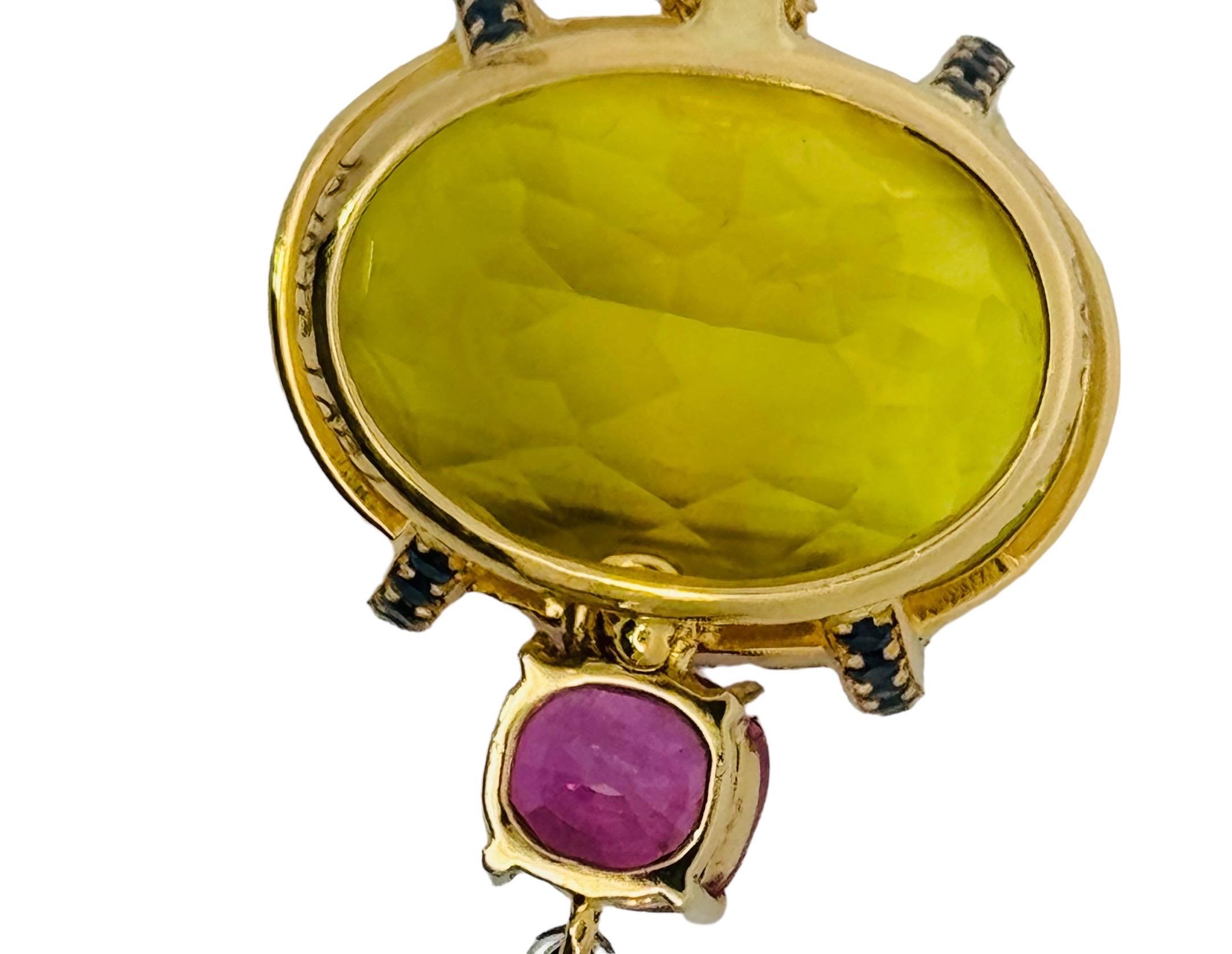 Citrine, Sapphire and Aquamarine Pendant For Sale 1