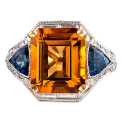Citrine, Sapphire and Diamond Ring