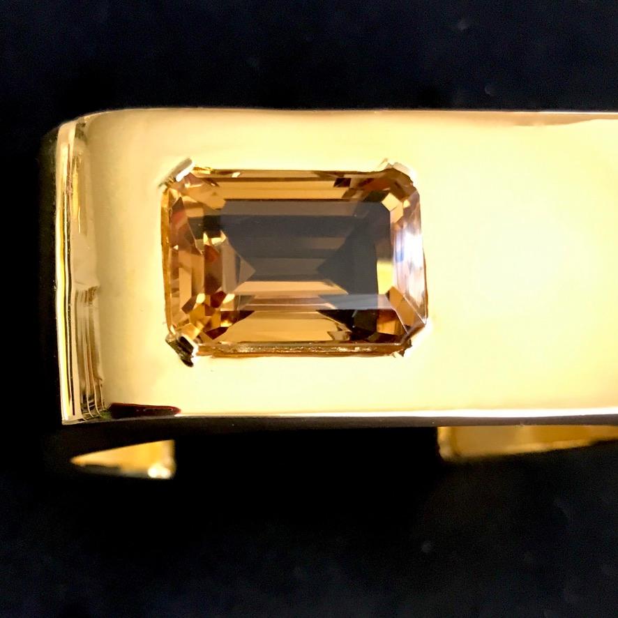 Taille émeraude Manchette carrée sertie de citrine en vente