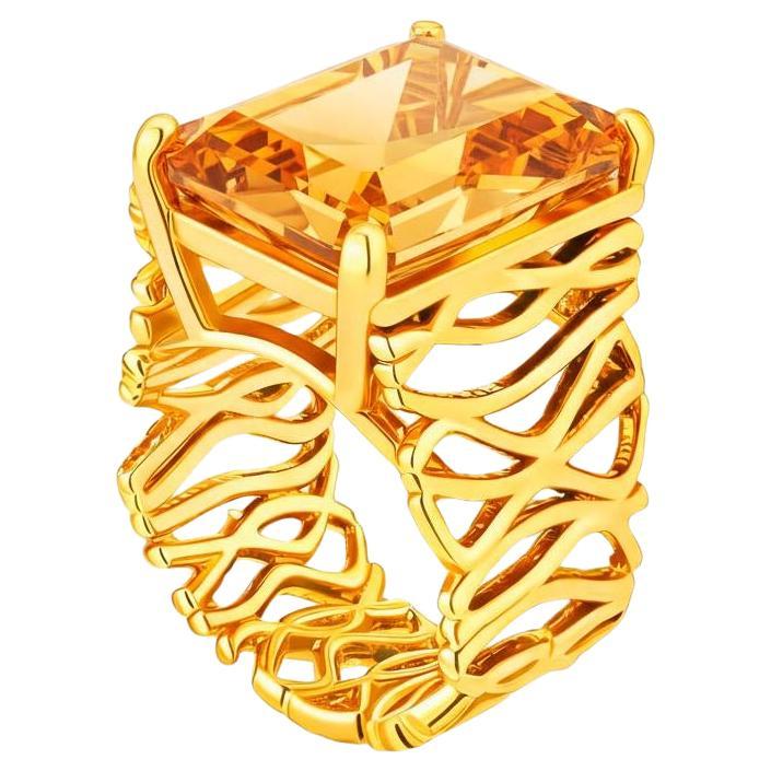 For Sale:  Citrine cocktail ring silver, gold