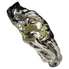 Citrin Silber Ring blass gelb Quarz Phantasie Oval natürlichen bolivianischen Edelstein