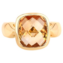Citrine Solitaire Ring 3.85 Carats 14K Yellow Gold Plated