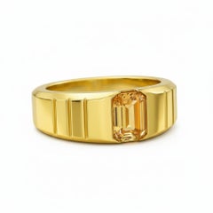 Citrine solitaire ring for men silver, gold