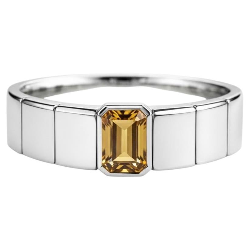 Citrin Solitär Ring für Männer Silber, Gold