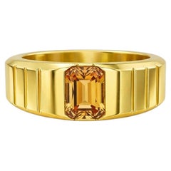 Citrine solitaire ring for men silver, gold