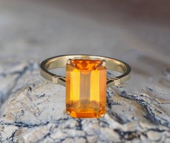Citrine solitaire ring