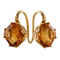 Goshwara Emerald Cut Citrine Square Earrings