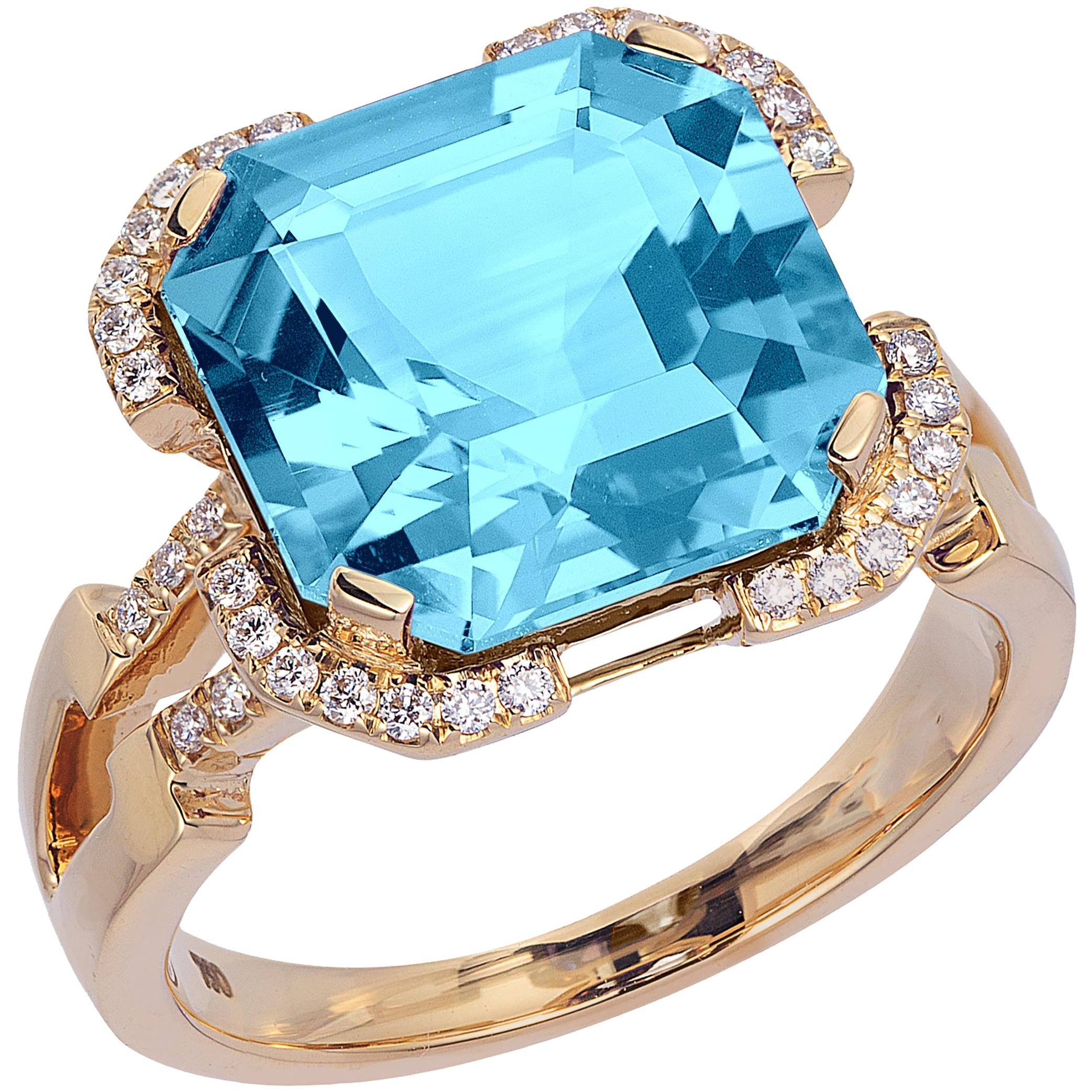 Goshwara Emerald Cut Citrine Square And Diamond Ring