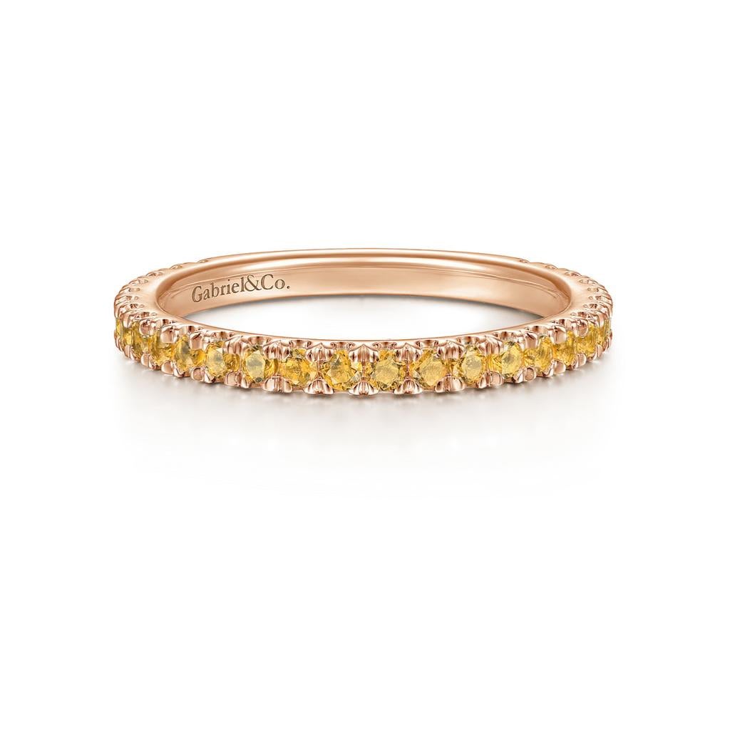 Citrine Stackable 2mm Band 14K Gold November Birthstone Stack Ring LR50889 For Sale 4