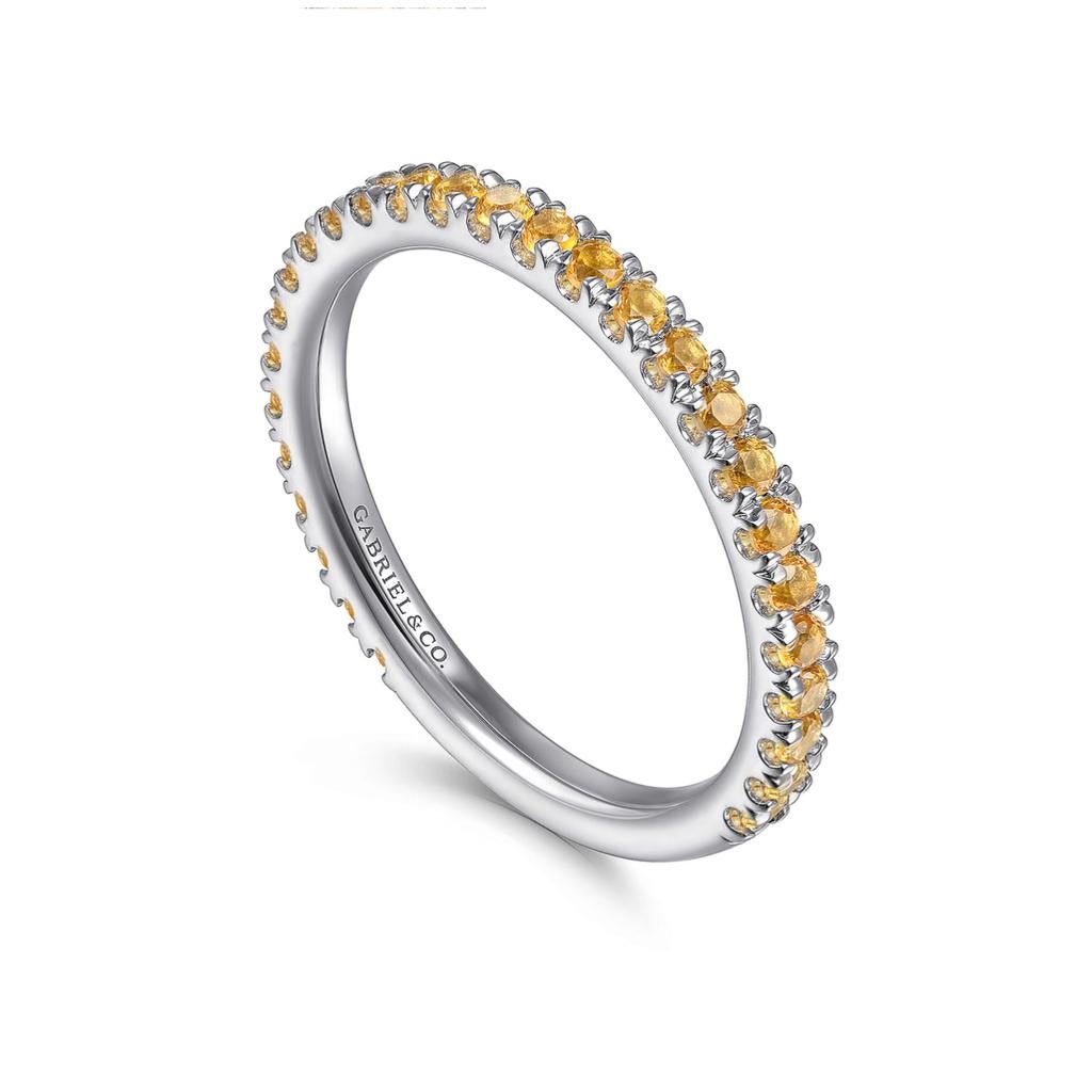 Citrine Stackable 2mm Band 14K Gold November Birthstone Stack Ring LR50889 For Sale 1