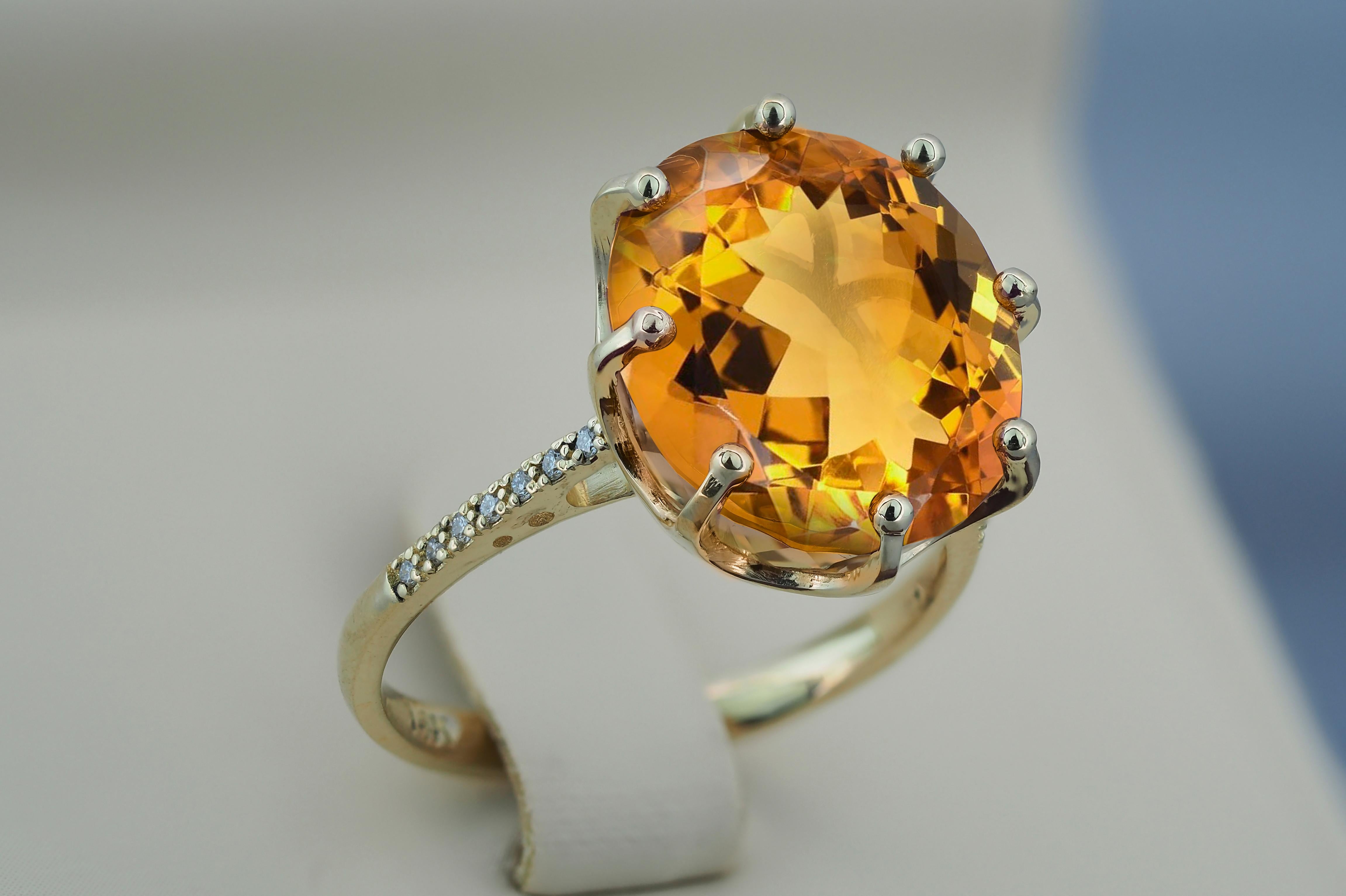 For Sale:  Citrine Statement Gold Ring 6