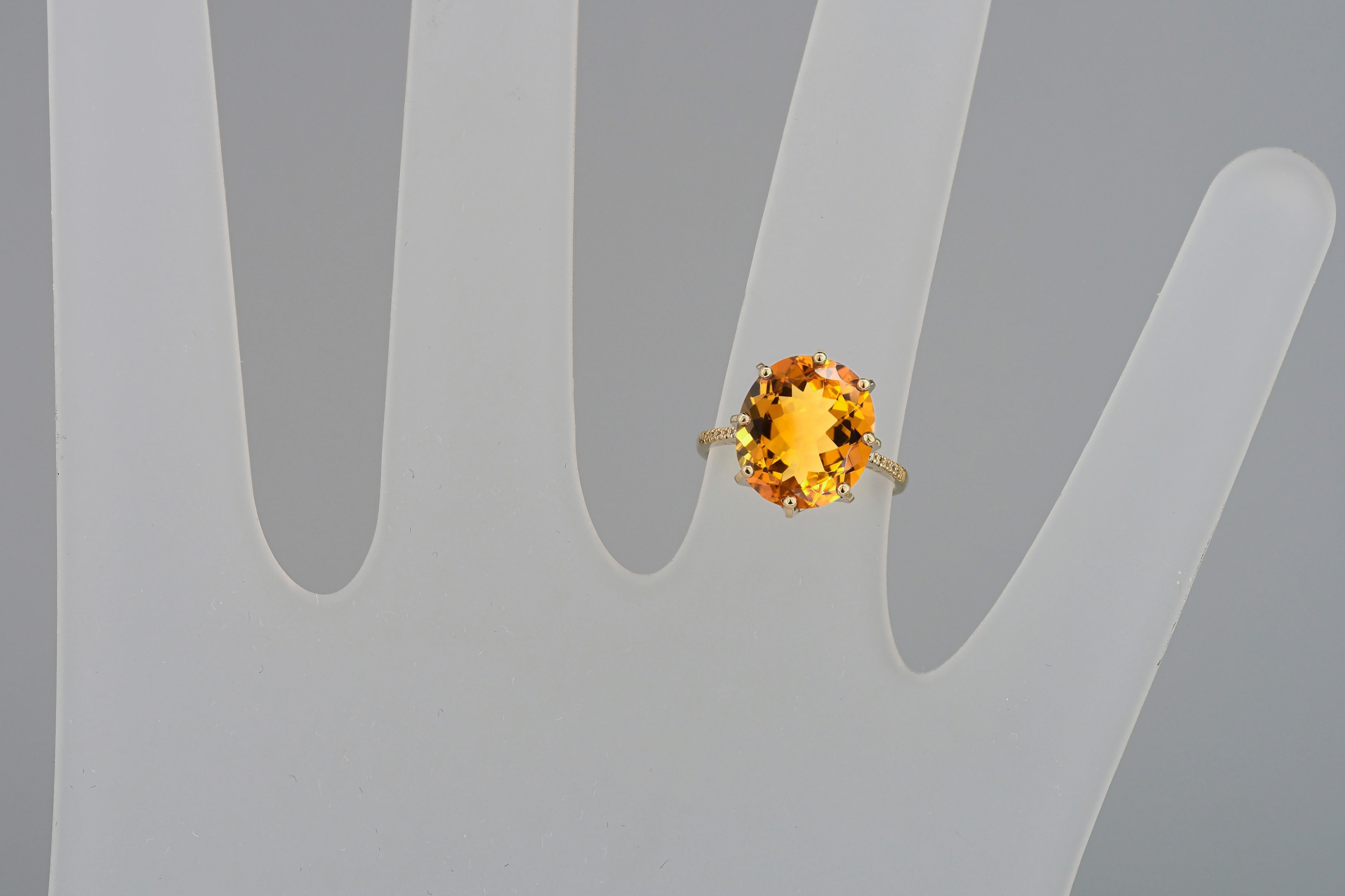 For Sale:  Citrine Statement Gold Ring 7