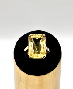 CITRINE STATEMENT RING, Emerald Cut, Mid-Century Modern