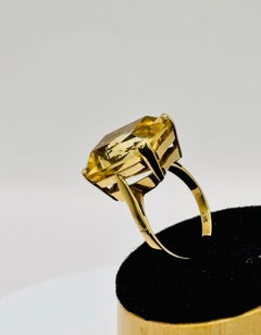 CITRINE STATEMENT RING, Emerald Cut, Mid-Century Modern