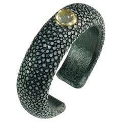 Citrine Bracelet en cuir de galuchat 585 Or 14 kt Or jaune belle couleur citron