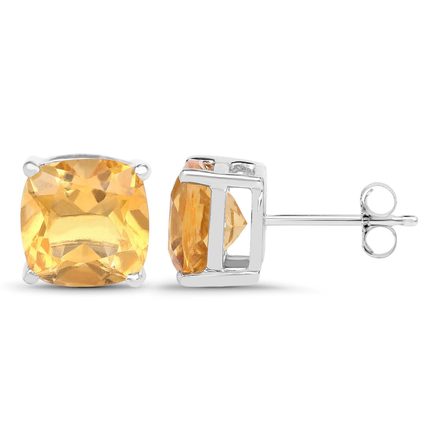 Taille coussin Clous d'oreilles citrine 5,90 carats en vente