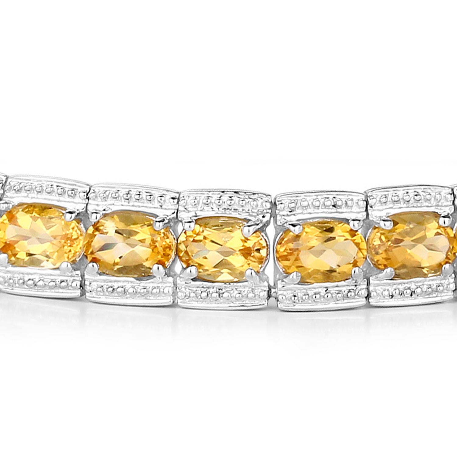 Contemporain Bracelet tennis en argent sterling et citrine 12.4 carats en vente