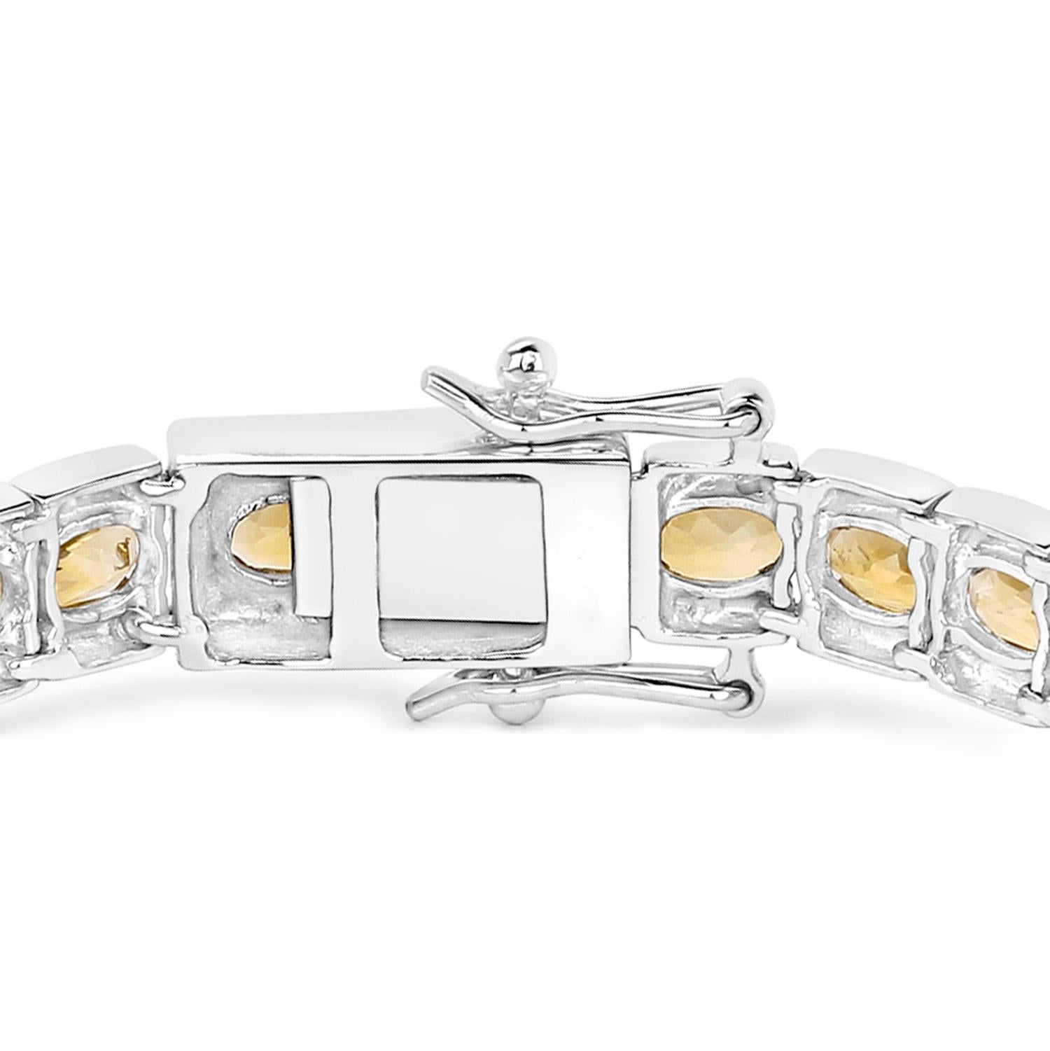 Taille ovale Bracelet tennis en argent sterling et citrine 12.4 carats en vente