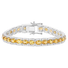 Bracelet tennis en argent sterling et citrine 12.4 carats
