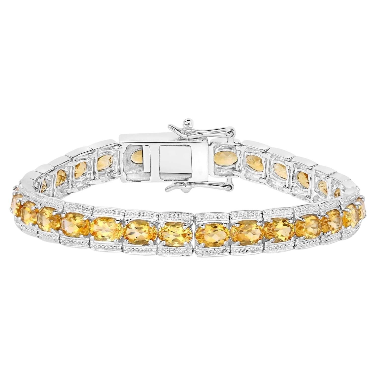 Citrine Tennis Bracelet 12.4 Carats Sterling Silver For Sale