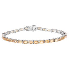 Citrin-Tennisarmband mit 12.7 Karat Rhodium-Platin aus Sterlingsilber