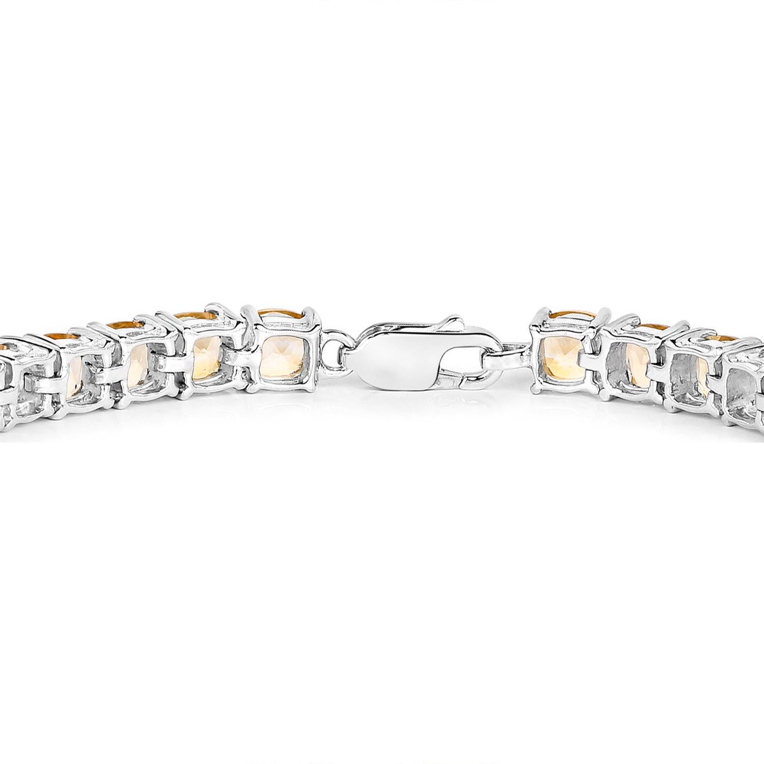 Citrine Tennis Bracelet 17.60 Carats Rhodium Plated Sterling Silver In Excellent Condition For Sale In Laguna Niguel, CA