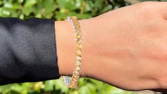 Citrine Tennis Bracelet 18 Carats 18K White Gold Plated Silver