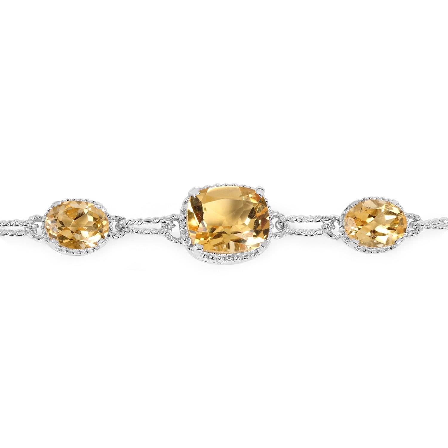 Pulsera de Tenis de Citrino 18.3 Quilates Plata de Ley Contemporáneo en venta
