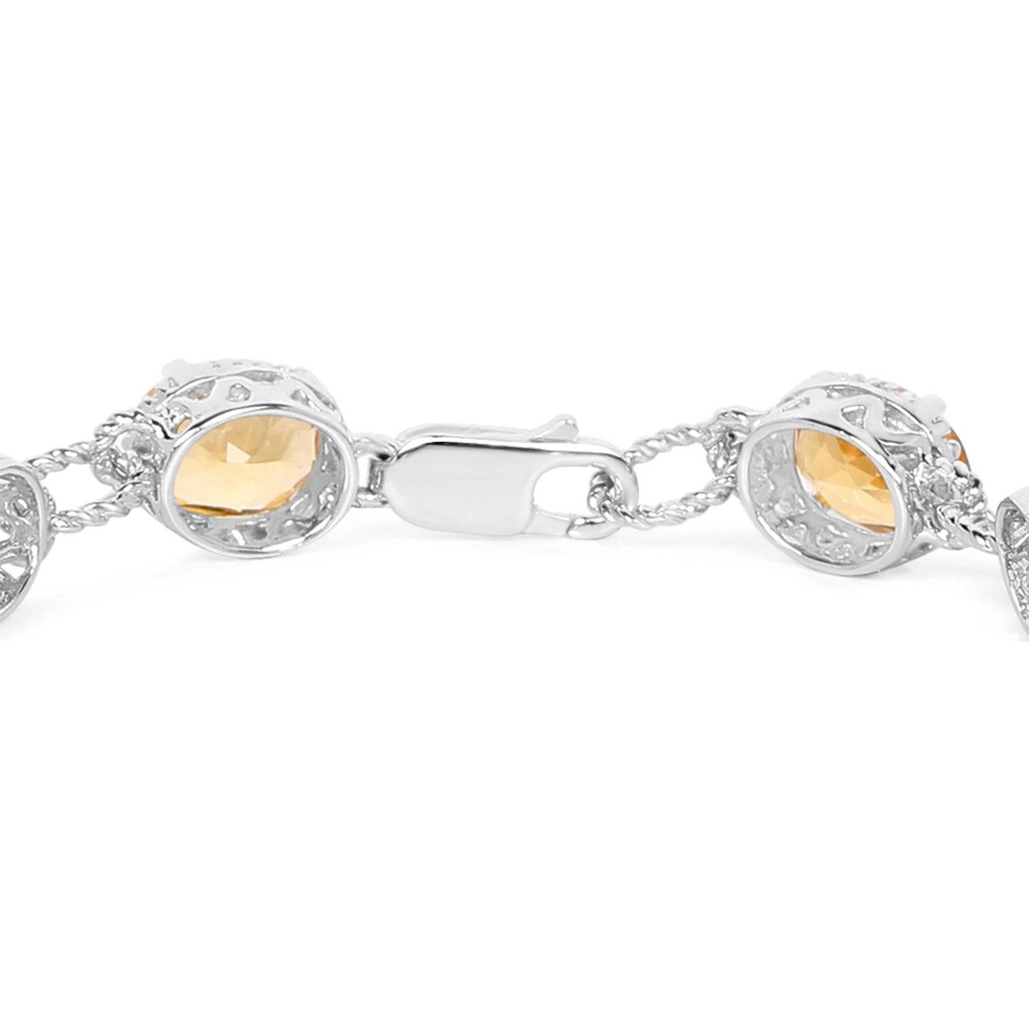 Citrin-Tennisarmband mit Citrin 18.3 Karat Sterlingsilber (Kissenschliff) im Angebot