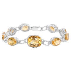 Bracelet tennis en argent sterling et citrine 18.3 carats