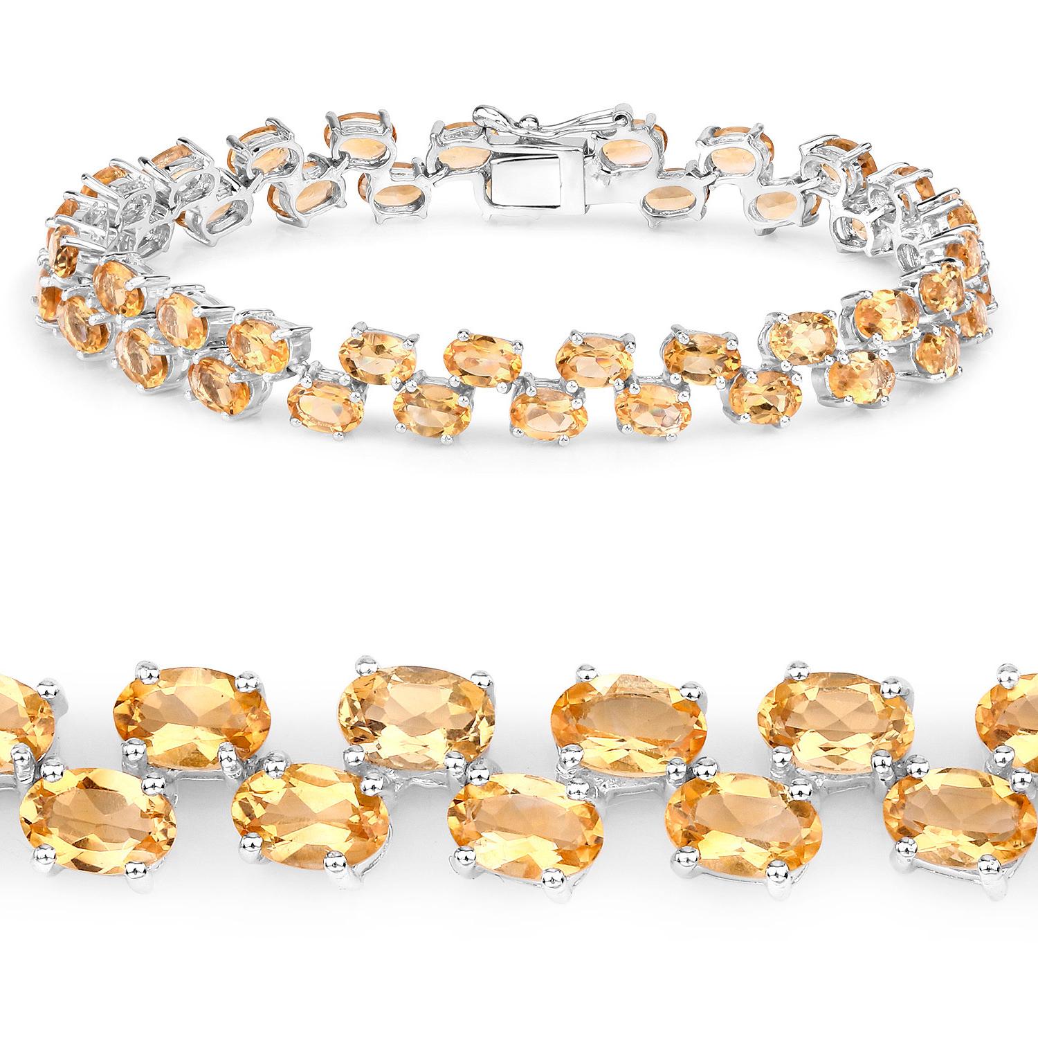 Contemporary Citrine Tennis Bracelet 19.7 Carats Sterling Silver For Sale