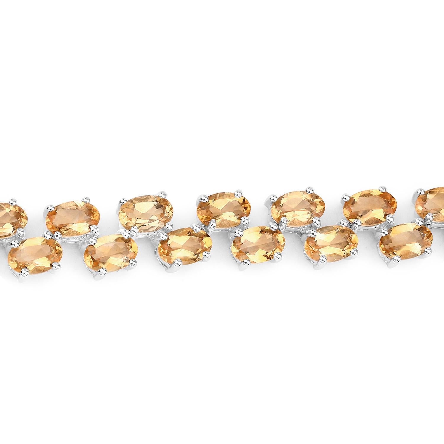 Oval Cut Citrine Tennis Bracelet 19.7 Carats Sterling Silver For Sale
