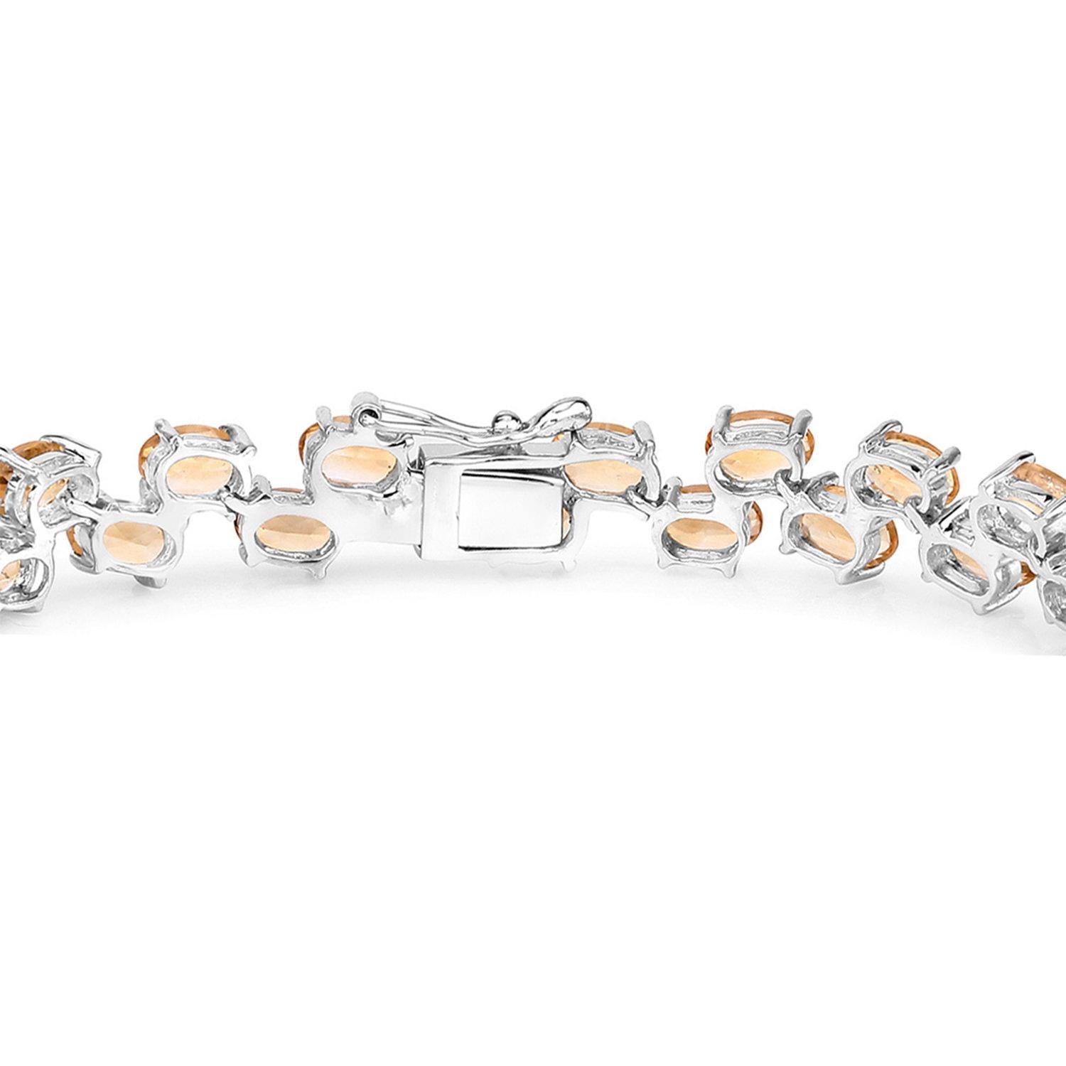 Citrine Tennis Bracelet 19.7 Carats Sterling Silver In Excellent Condition For Sale In Aliso Viejo, CA